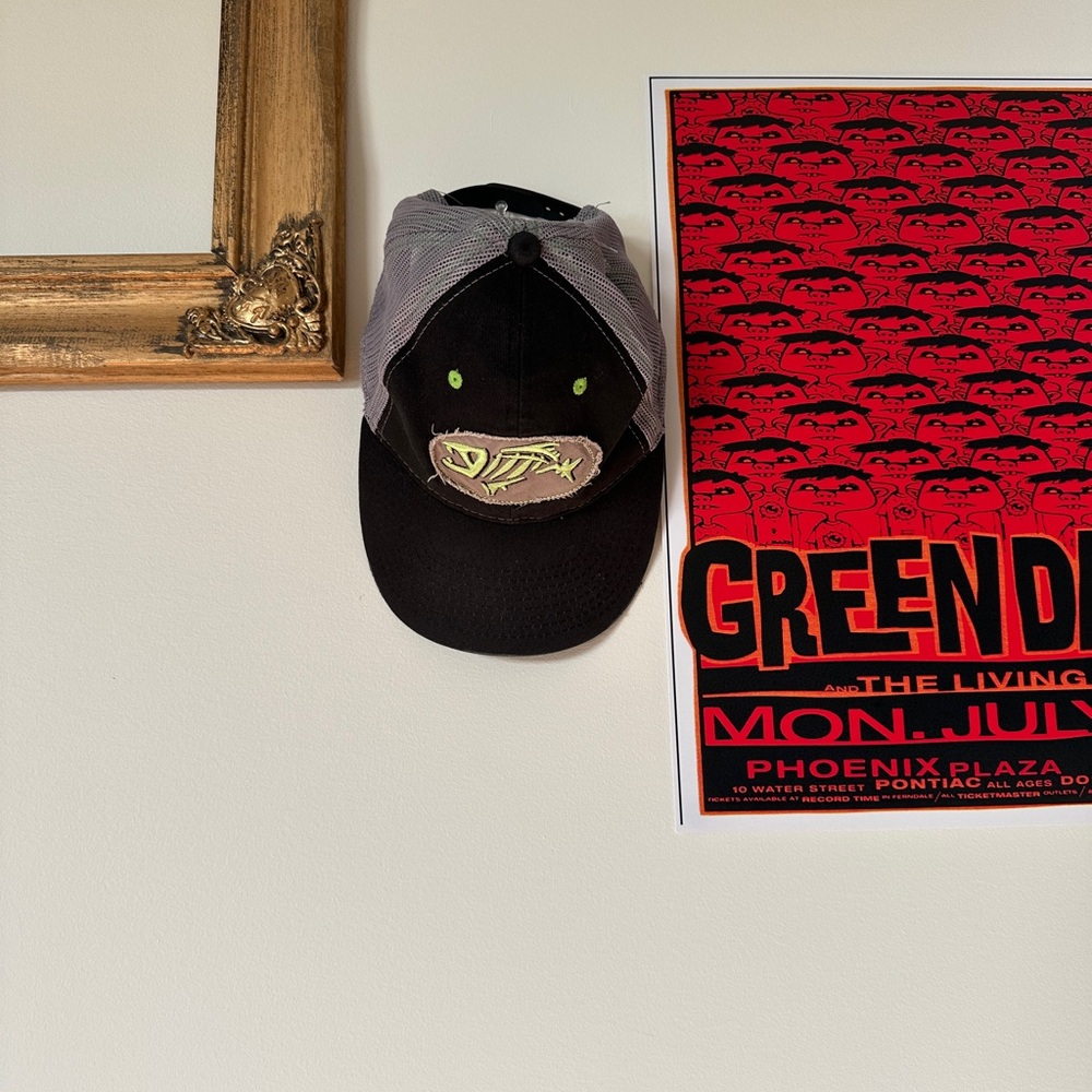 Black and Gray Cap with Neon Green Design